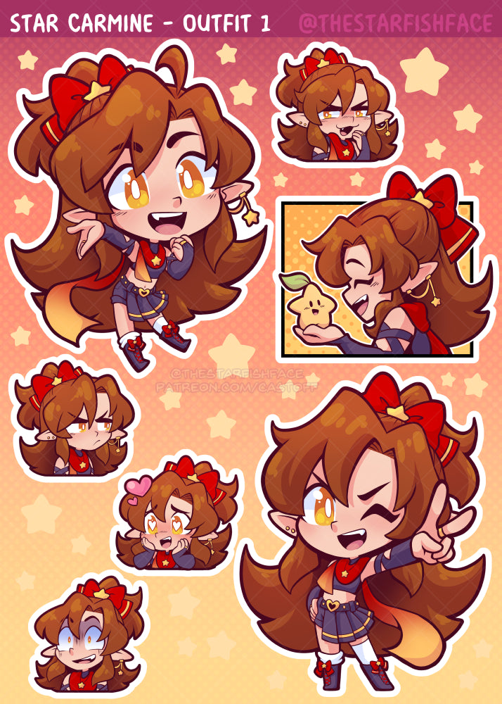 Star Carmine Sticker Sheet (Outfit 1)