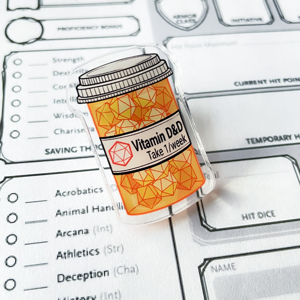 Vitamin D&D 1.5" Acrylic Pin