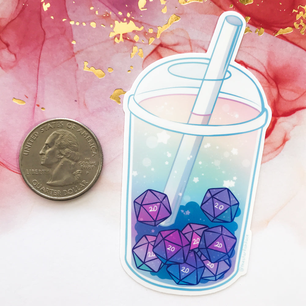d20 Boba Tea Stickers - TheStarfishface