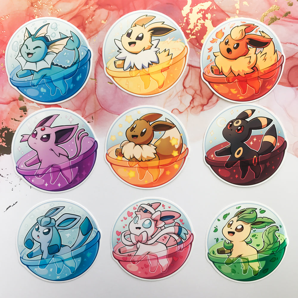 Pokemon Eeveelution Gachapon Stickers – TheStarfishface