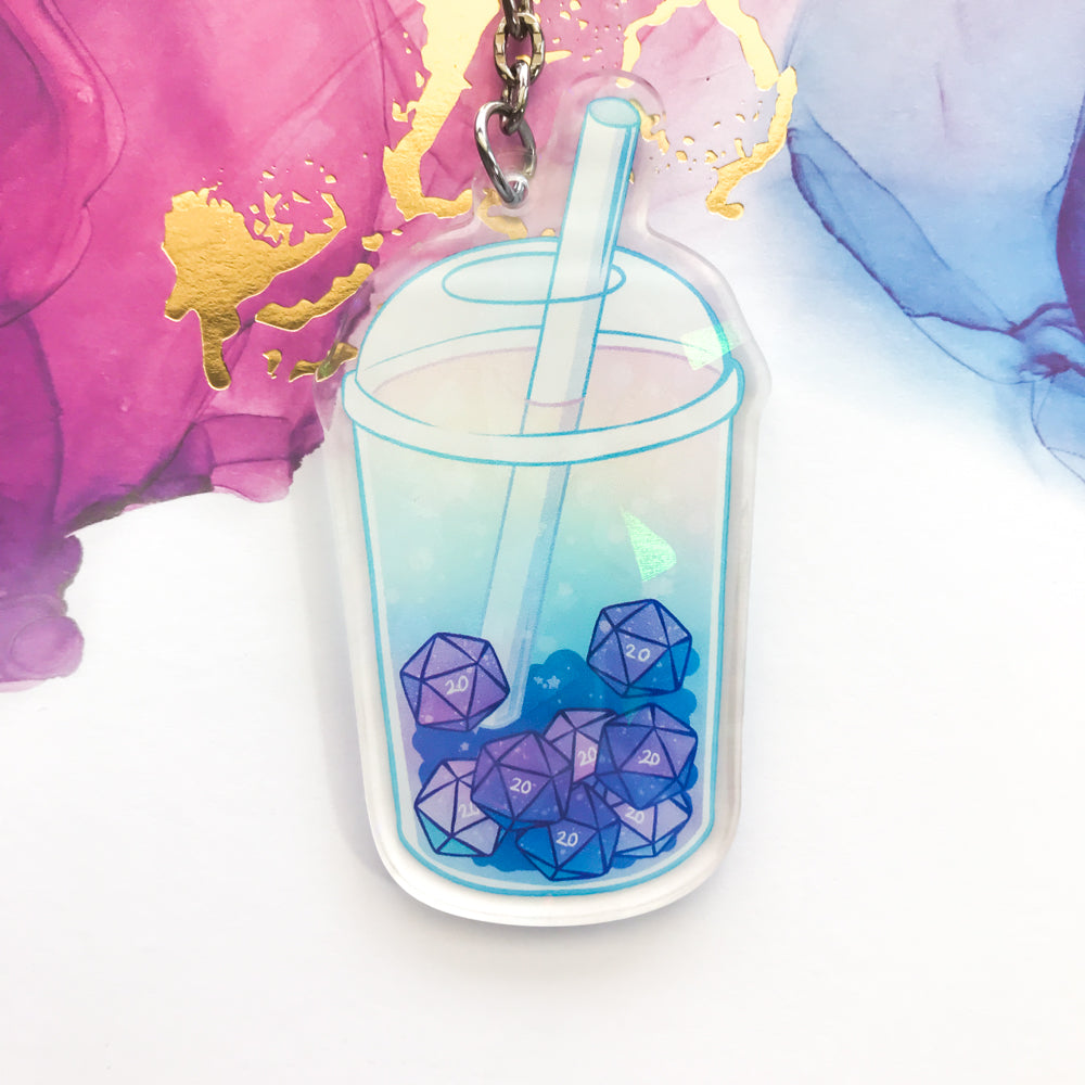 d20 Boba Tea Holographic Acrylic Charms - TheStarfishface