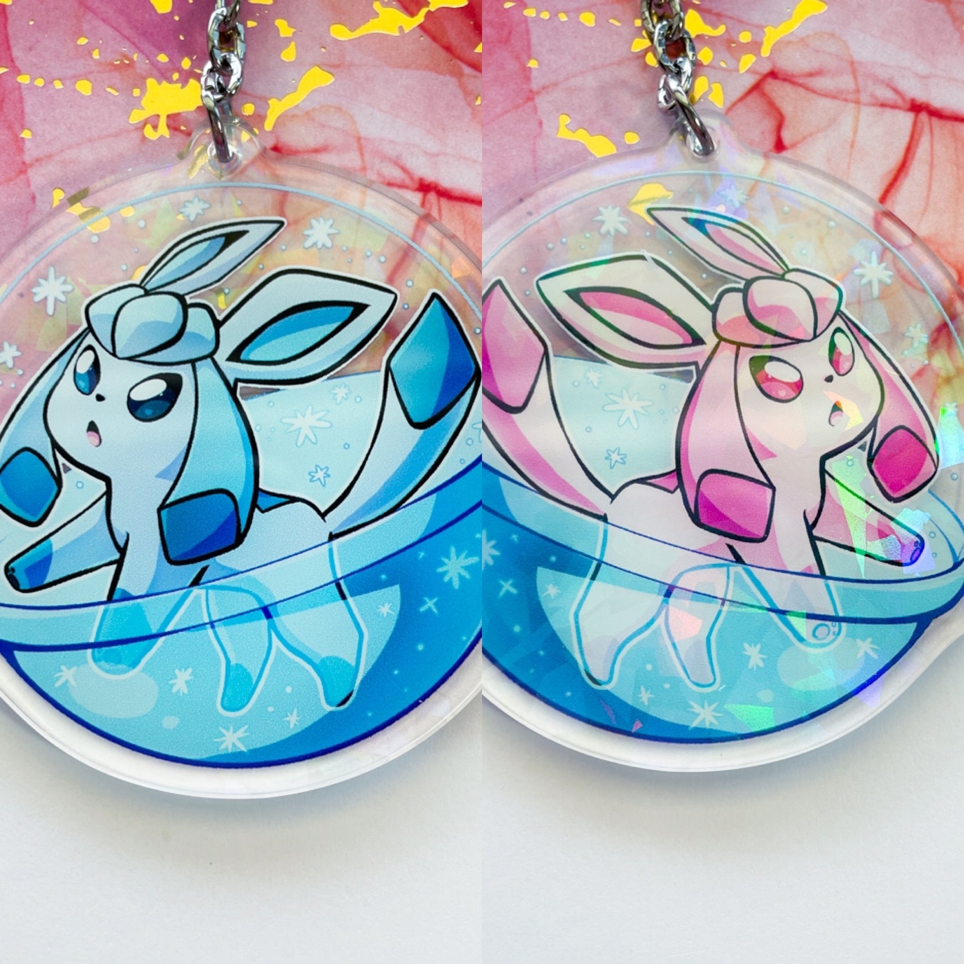 Pokemon Eeveelutions + Pallet Pals Charms (2 inch, Clear Acrylic + Glitter)