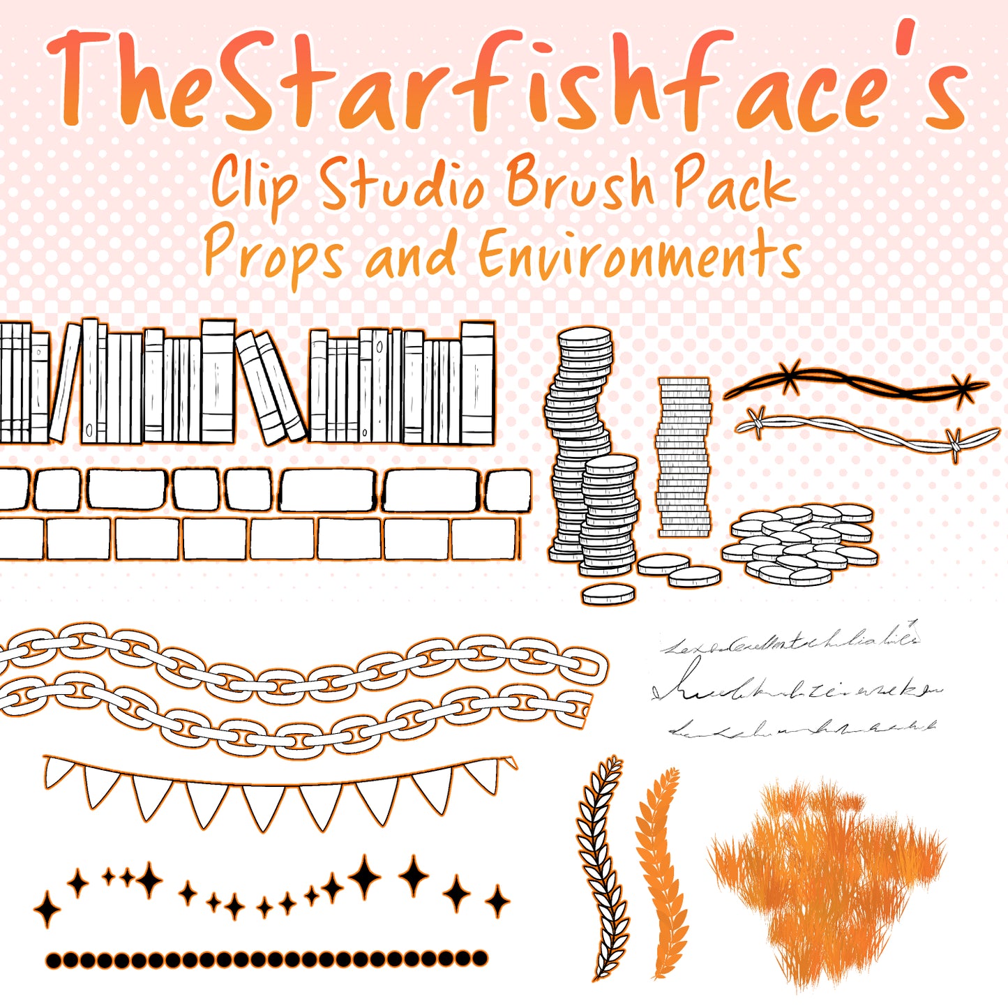 TheStarfishface Clip Studio Paint Brush Pack - Props and Environments