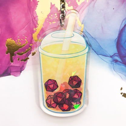 d20 Boba Tea Holographic Acrylic Charms - TheStarfishface