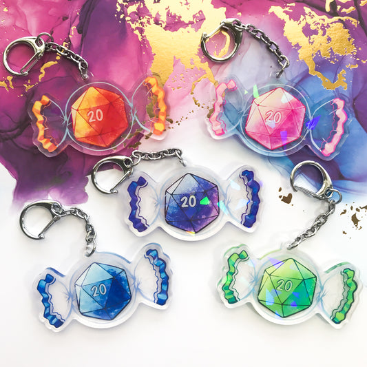 d20 Candy Holographic Acrylic Charms - TheStarfishface