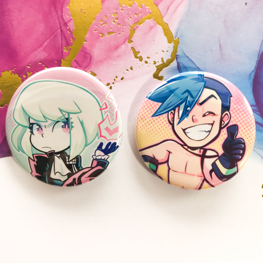 Promare Galo and Lio Buttons - TheStarfishface