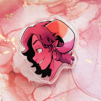 Pride Flag Tiefling Acrylic Pins